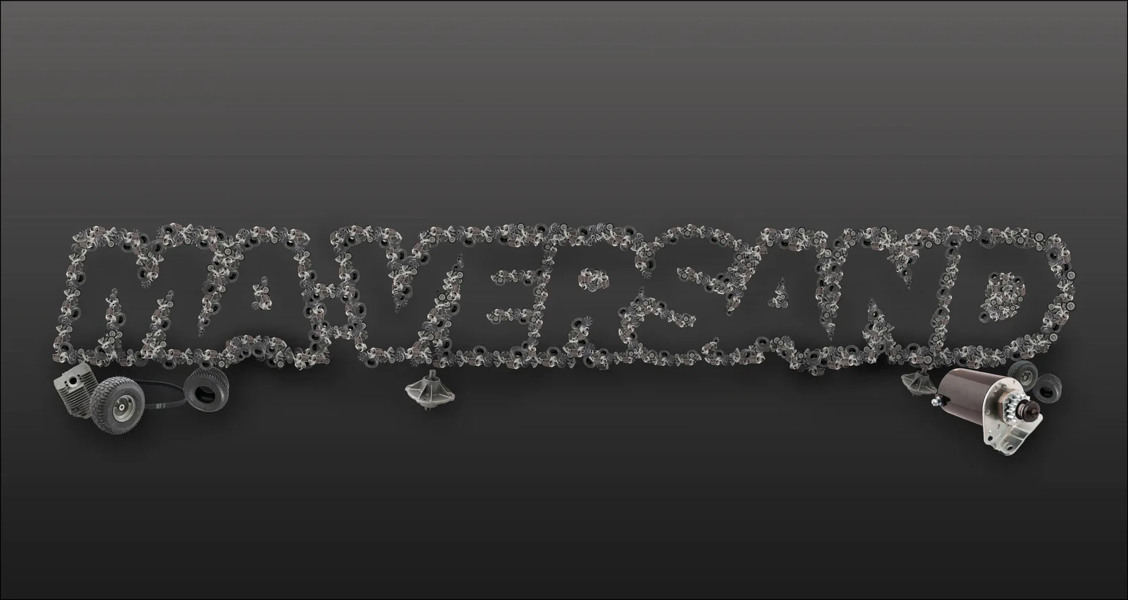 MA-Versand Schriftzug aus Sägeketten und Ersatzteilen MA-Versand Schriftzug aus Sägeketten und Ersatzteilen